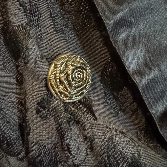 Vintage 90s Addiction Black Jacquard Satin Blazer Size Medium - Picture 13 of 16